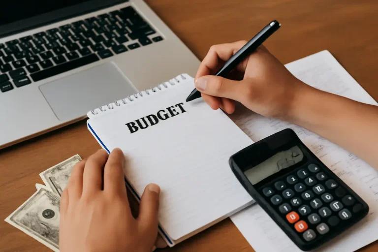 Screenshot of gomyfinance.com dashboard showing budget creation and financial tracking tools